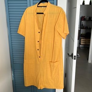 Male Romper Size Medium Yellow in Linen